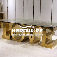 Offre Spéciale : Centre de Table Moderne en Acier Inoxydable Doré avec Lettres pour Événements, Repas en Extérieur, Hôtels et Mariages