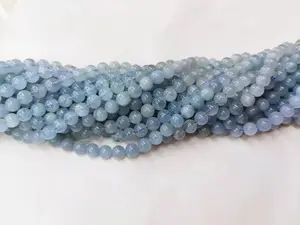 天然 スムース 魅力的な 宝石 高品質 アクアマリン 4mm 6mm 8mm 10mm 12mm ラウンド ルース ストーン ビーズ - Product Image 2
