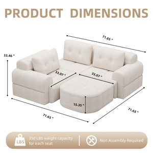 Juego de Sofás Modulares en Forma de L, Tapicería de Tela, Estructura de Espuma Completa, Embalaje Comprimido, Diseño Moderno de Gran Tamaño para Sala de Estar - Product Image 6