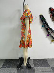 Combinaison décontractée pour femme à imprimé explosif, taille cintrée, plissée et à manches volantées, Tendance - Product Image 4