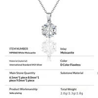 Kalung Liontin Lingkaran Moissanite Perak S925 Enam Cakar Rantai Klavikula Pasokan Langsung Pabrik Mewah Elegan Serbaguna