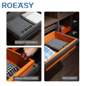 <span class=keywords><strong>Cesta</strong></span> <span class=keywords><strong>extraíble</strong></span> para guardarropa con acabado de cuero: organizador de almacenamiento telescópico estilo cajón incorporado para armarios domésticos - Product Image 5