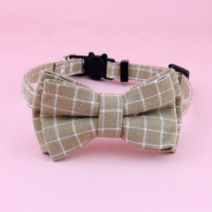 Minerva gros rayures britanniques élégant noeud papillon mignon confortable ajustement sûr rupture boucle Sashy cloche animal chat chiot collier - Product Image 5