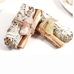 Bundles de sauge blanche Sauge bleue Fleur de lavande Bâton Dragon Sang Sauge Cristal Bénédictions Palo Santo Encens Religieux - Product Image 3