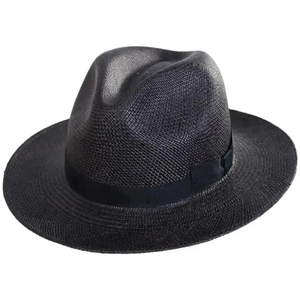 Chapeau Fedora Unisexe en Paille Toquilla Noire avec Bande de Ruban – Accessoire d'Été pour l'Extérieur - Product Image 1