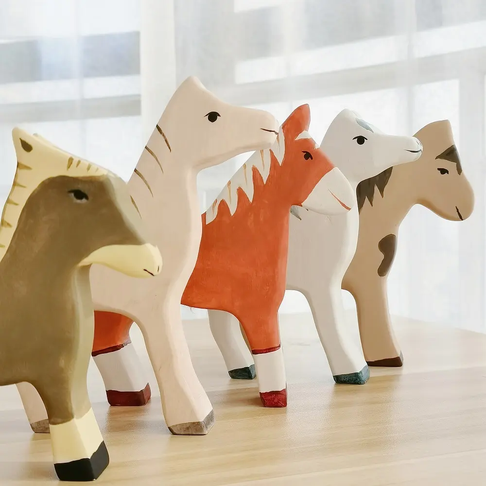 ألعاب حيوانات خشبية للأطفال ، مصنوعة يدويًا ، أشكال تعليمية منتسوري ، للأطفال الرضع