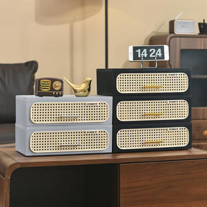 Boîte de rangement en rotin Lida, rectangulaire, empilable, style tiroir, organiseur de cosmétiques, chambre à coucher, entrée, bureau, armoire, gris - Product Image 2