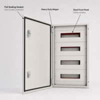 Armoire électrique murale à double verrouillage IP54 en acier avec rail DIN intégré et façade frontale