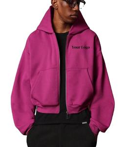 Fabricants de sweats à capuche personnalisés de haute qualité, sweats à capuche en molleton français lourd, à fermeture éclair, courts et amples pour hommes, vêtements d'hiver - Product Image 1