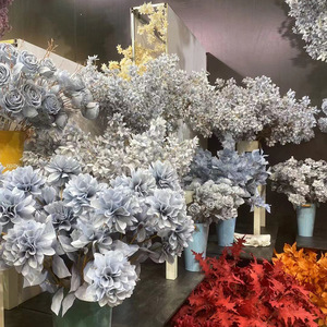 Bouquet de fleurs artificielles Mu Jinxi en soie bleue pour décorations de plafond de mariage, accessoires de photographie en extérieur, décoration intérieure - Product Image 2
