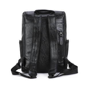 Sac à dos en cuir PU noir imperméable de style coréen personnalisé, sac à dos de voyage pour femmes, sac à dos pour hommes - Product Image 5