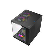 Gabinete Ruix Carnival S2 M-ATX, Vista Panorámica, Cristal Templado, Mini Gabinete para Computadora, 7 Posiciones para Ventiladores, Compatible con Refrigeración Líquida de 240 mm
