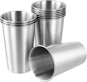 Tazas de pinta de acero inoxidable de 16 onzas - Paquete de 10 tazas de acero 304 de 450 ml - Para café, té, bebidas frías, uso doméstico y al aire libre - Product Image 1