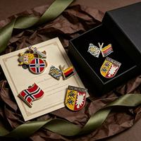 Pins en émail drapeau viking nordique, drapeau national Norvège Allemagne, bouclier héraldique, badge de revers en métal, pin souvenir personnalisé moulé