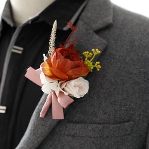 Europeu Noiva Pérola Wrist Flower Noivo Simulação Corsage Casamento Damas Irmãs Wrist Flower Rose Broche - Product Image 5
