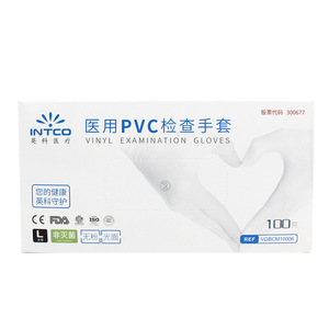 Gants d'examen en PVC Intco Medical, taille L, non stériles, surface lisse, pour les soins de santé et la manipulation des aliments - Product Image 1