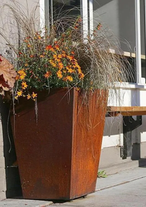 Grandes jardinières décoratives pour patio, pots à fleurs en acier corten durables pour l'extérieur - Product Image 2