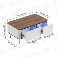 Table basse intelligente Kainice avec réfrigérateur, écran tactile, mini chargeur sans fil, port USB, meubles pour hôtel, maison, salon