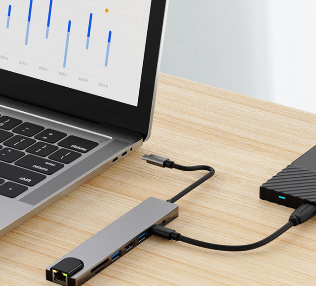 5-in-1 USB Hub Multiport Dock USB 3.0 Type-C Aluminum Alloy 100W Support HDTV 4K30Hz PC Compatible Docking Station