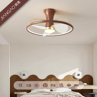 Lampe LED moderne de 21 pouces Ventilateur de plafond avec télécommande lumineuse Kit de 6 vitesses Solutions d'éclairage de chambre à coucher en bois noyer à faible énergie