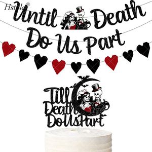 Bannière <span class=keywords><strong>de</strong></span> fête du jour des morts à paillettes noires "jusqu'à ce que <span class=keywords><strong>la</strong></span> <span class=keywords><strong>mort</strong></span> nous sépare" pour les décorations <span class=keywords><strong>de</strong></span> fête <span class=keywords><strong>de</strong></span> mariage d'Halloween Bachelorette S264 - Product Image 6