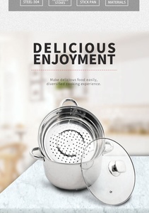 Uy Tín Nhà Bếp Thiết Lập Chất Lượng Cao 5Pcs Thép Không Gỉ Đồ Nấu Nướng Hấp Thân Thiện Với Môi Thiết Kế Tối Giản Gương Đánh Bóng Thủy Tinh - Product Image 5