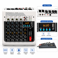 Console de mixage audio professionnelle 4 canaux avec Bluetooth, égaliseur 3 bandes, pour DJ, karaoké, scène, enregistrement, système son
