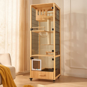 Vente en gros de villa pour chat en bois massif, compacte, pour petite famille, design peu encombrant, cage intérieure pour chat, maison pour chat - Product Image 3