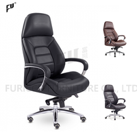 Chaise de bureau ergonomique de direction moderne haut de gamme en cuir PU noir avec support lombaire pivotant, fabriquée à Foshan
