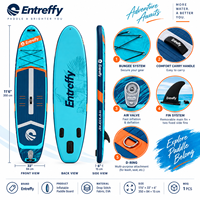 Planche à pagaie gonflable ENTROFFY 11' pour adultes et enfants avec tapis de pont stable et triple aileron pour les aventures en lac