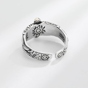 Spj Nhà Máy Bán Hàng Trực Tiếp 925 Sterling Bạc Cá Tính Đồ Trang Sức Phong Cách Cổ Điển Nhẫn Chữ Thập Có Thể Điều Chỉnh Mở Vòng - Product Image 4