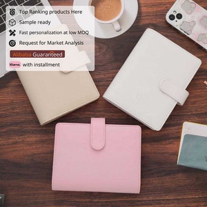 Portefeuille en cuir gaufré 35 couleurs Yihe, le plus vendu, avec anneau doré, classeur A6 pour argent, organiseur financier à feuilles mobiles, idéal pour l'école - Product Image 1