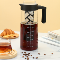 Pichet en verre borosilicaté 1,8 L pour cafetière glacée, infuseur à thé étanche avec filtre à mailles amovible pour café glacé et thé chaud