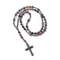 Collier long en croix, perles de zircon, protection, bijoux catholiques chrétiens du Zhejiang, cadeau religieux, chapelet pour femmes