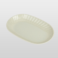 Assiette ovale en mélamine beige mat texturée sur mesure OEM, résistante à l'usure, facile à rincer, pour plat principal de restaurant occidental