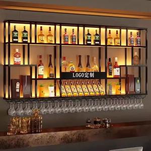 Многослойная настенная железная вешалка для вина, барная мебель большой емкости, компактный раствор для хранения винного шкафа - Product Image 4