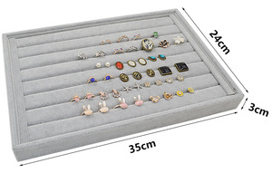 Espositore per Gioielli in Velluto Grigio, Organizzatore per Orecchini, Anelli, Bracciali, Ciondoli e Collane - Product Image 6