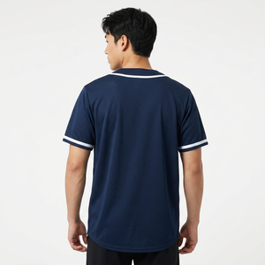 Men's Blank Baseball Jersey <b>White</b> <b>Button</b> Down Short Sleeve V-Neck Sports Shirt with Black Piping Custom Team Uniform - Product Image 5