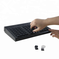 Clavier TPV entièrement programmable KB66AMS/U à 66 touches avec lecteur de carte MSR 3 pistes, interface USB/PS2 compatible Windows/Android/Linux