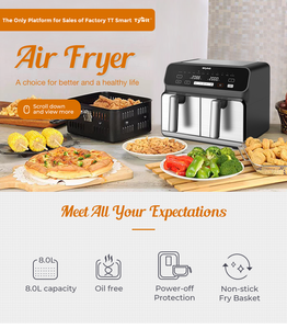 オイルフリーオーブンなしの新しいデジタル8L商用<span class=keywords><strong>2</strong></span>バスケットエアフライヤーステンレス鋼ライナー - Product Image 3