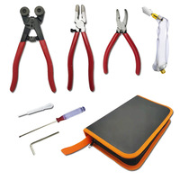 Ensemble d'outils de coupe pour verre en acier avec sac à fermeture éclair en cuir comprenant une pince coupante pour verre d'alimentation en huile