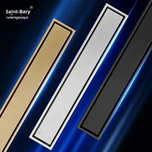 Custom Cross-Border 304 Stainless Steel Rectangular Floor Drain Gold Hidden Extended Modern Design Bathroom - Product Image 1
