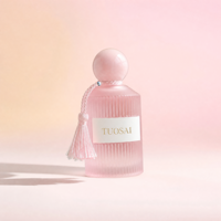 Bouteilles en verre dépoli rose de 100 ml à rayures vintage, avec pulvérisateur à pompe gravé, pour parfum et diffuseur à bâtonnets, avec boîte personnalisée et couvercle – Vente en gros