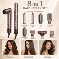 Kit Coiffant 8-en-1 Haute Vitesse avec Brosse Soufflante Pliable, Fer à Boucler Automatique, Sèche-Cheveux Ionique 110 000 tr/min