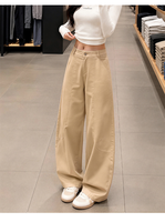 Nouveau pantalon d'été léger taille haute fluide coupe ample et large pour femmes de petite taille