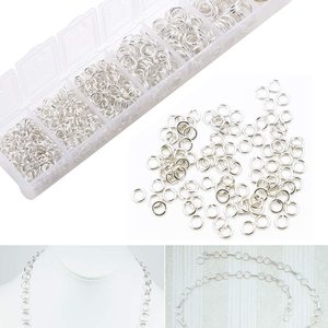 Kit d'accessoires de bijouterie DIY avec pinces et anneaux de jonction pour la création de colliers, plaqué alliage argent et or, forme ronde, 7 compartiments - Product Image 5