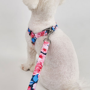 Conjunto de Arnés y Correa para Perro con Estampado Floral, Cierre de Hebilla Ajustable, Talla Pequeña, Estilo Moderno para Perros - Product Image 4