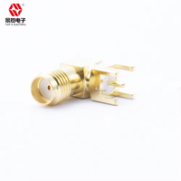 Conectores Coaxiales de Latón RF con Montaje en PCB de 48 Horas, Terminal de Antena Jack SMA Hembra de 50 ohmios Chapado en Oro de Ángulo Recto de 90 Grados