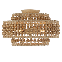 Lustre rustique en perles de bois style ferme avec corde en macramé et chaîne marron, luminaire de plafond pour salle à manger et boutique