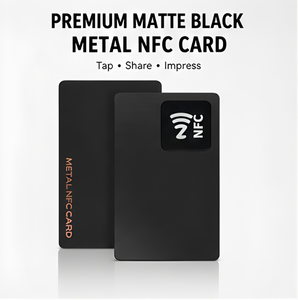 Biglietti da Visita in Metallo NFC, Acciaio Inossidabile Nero Opaco, Formato CR80, Chip Ntag213, Incisione Laser Personalizzata, Contatto Digitale - Product Image 1